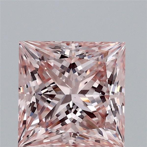 2.00 Carat Princess Lab Grown Diamond, Fancy Pink Color, VS2 Clarity