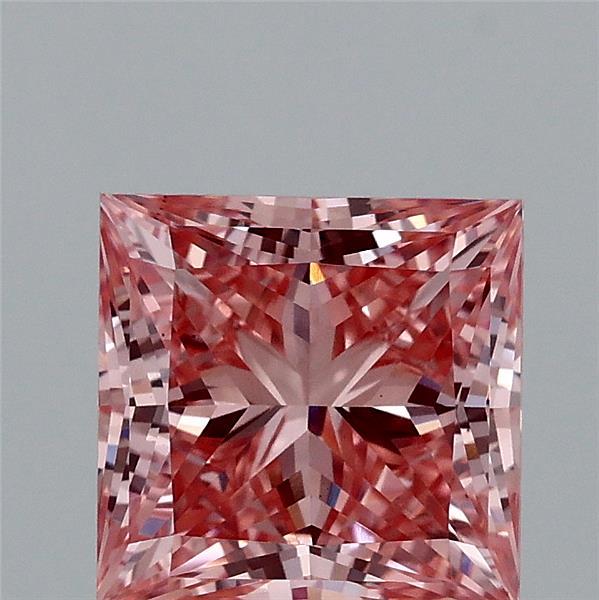 2.03 Carat Princess Lab Grown Diamond, Fancy Vivid Pink Color, VS1 Clarity