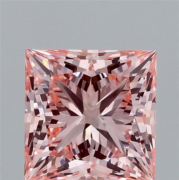 2.17 Carat Princess Lab Grown Diamond, Fancy Intense Pink Color, VS1 Clarity