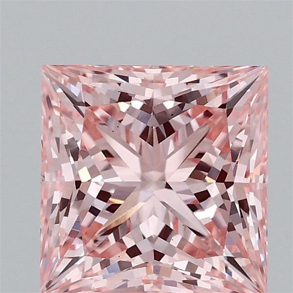 1.80 Carat Princess Lab Grown Diamond, Fancy Intense Pink Color, VS2 Clarity