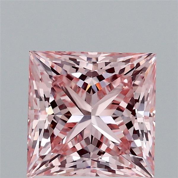 1.86 Carat Princess Lab Grown Diamond, Fancy Intense Pink Color, VS1 Clarity