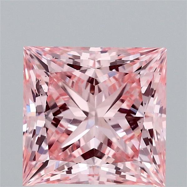 2.04 Carat Princess Lab Grown Diamond, Fancy Vivid Pink Color, SI1 Clarity