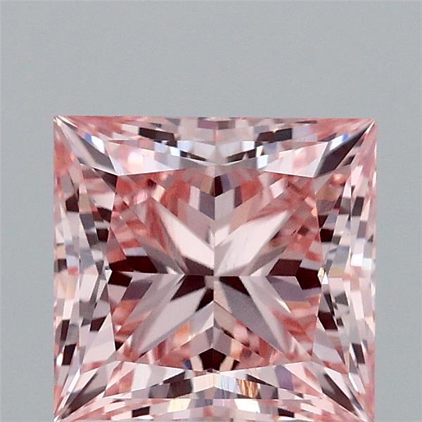 2.00 Carat Princess Lab Grown Diamond, Fancy Intense Pink Color, VS1 Clarity