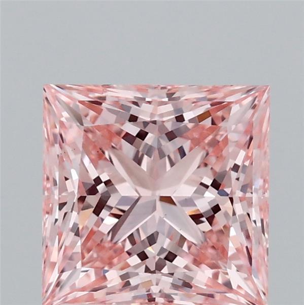 2.06 Carat Princess Lab Grown Diamond, Fancy Intense Pink Color, VS1 Clarity