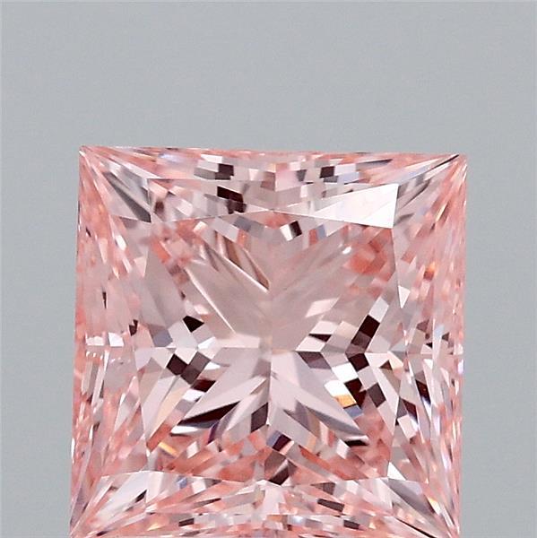 1.88 Carat Princess Lab Grown Diamond, Fancy Intense Pink Color, VVS2 Clarity