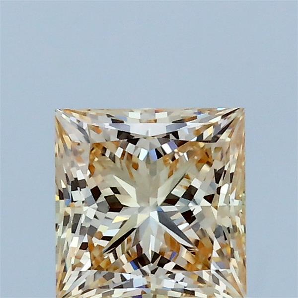 1.05 Carat Princess Lab Grown Diamond, Light Brownish Yellow Color, VVS2 Clarity