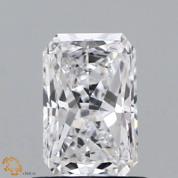 0.76 Carat Radiant Lab Grown Diamond, Very Good Polish, D Color, VVS2 Clarity