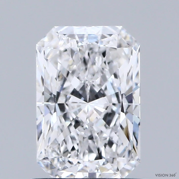 1.04 Carat Radiant Lab Grown Diamond, Excellent Polish, D Color, VVS2 Clarity
