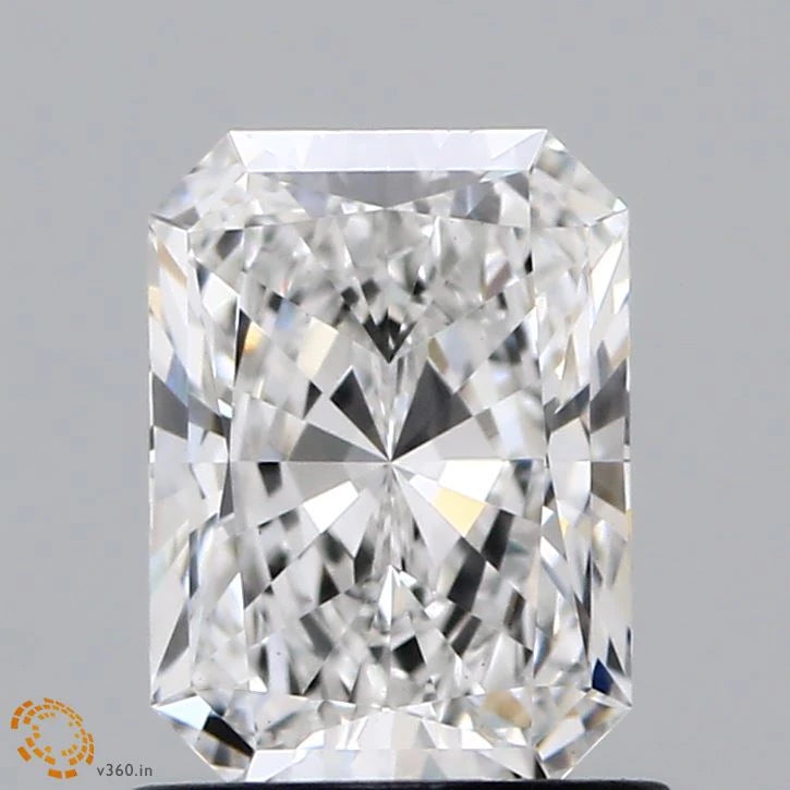 1.09 Carat Radiant Lab Grown Diamond, Excellent Polish, E Color, VS1 Clarity