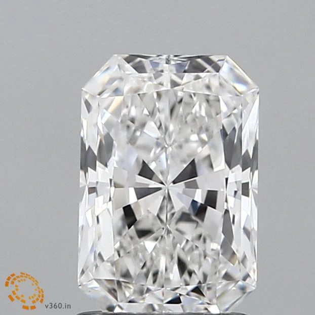 1.35 Carat Radiant Lab Grown Diamond, Excellent Polish, E Color, VS1 Clarity