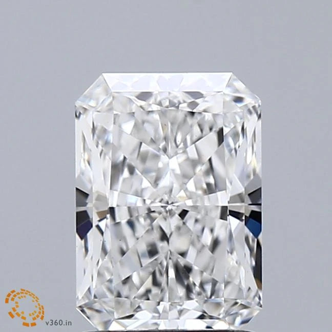 1.48 Carat Radiant Lab Grown Diamond, Excellent Polish, E Color, VS1 Clarity