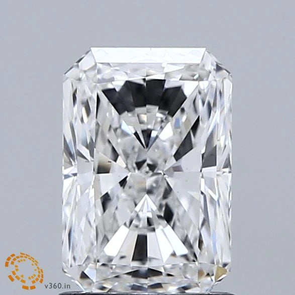 1.51 Carat Radiant Lab Grown Diamond, Excellent Polish, E Color, VS2 Clarity