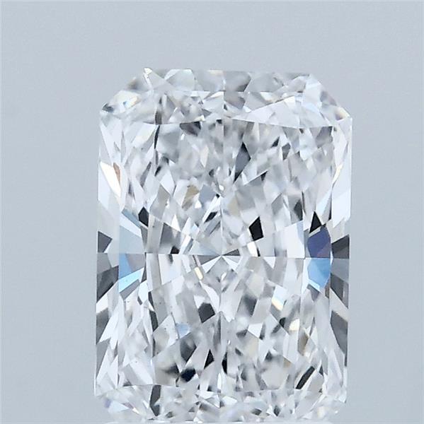1.52 Carat Radiant Lab Grown Diamond, Excellent Polish, D Color, VVS2 Clarity