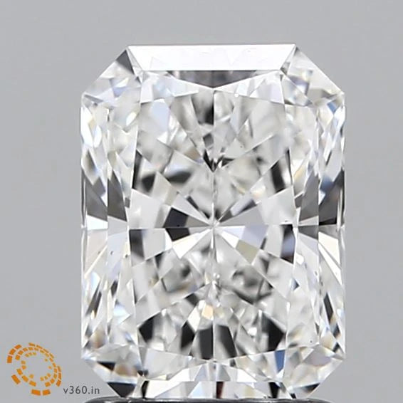 1.53 Carat Radiant Lab Grown Diamond, Ideal Cut, F Color, VS2 Clarity