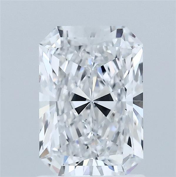 1.55 Carat Radiant Lab Grown Diamond, Excellent Polish, D Color, VVS2 Clarity