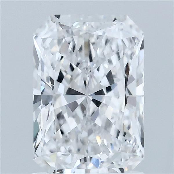 1.55 Carat Radiant Lab Grown Diamond, Excellent Polish, D Color, VVS2 Clarity