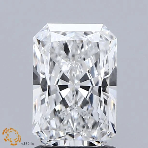 1.55 Carat Radiant Lab Grown Diamond, Excellent Polish, E Color, VS1 Clarity