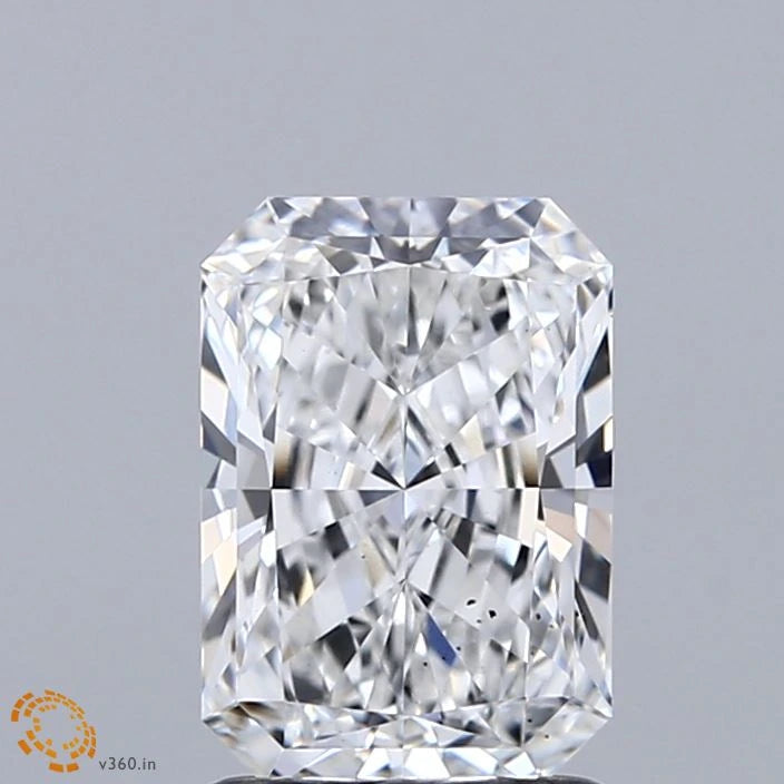 1.57 Carat Radiant Lab Grown Diamond, Excellent Polish, E Color, VS2 Clarity