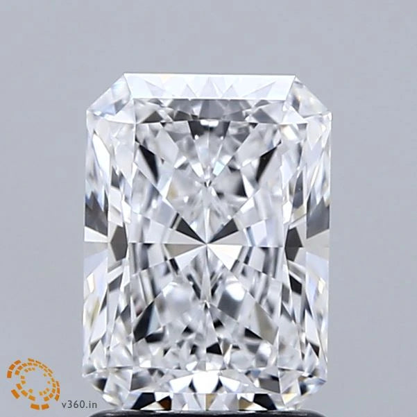 1.58 Carat Radiant Lab Grown Diamond, Excellent Polish, D Color, VVS2 Clarity