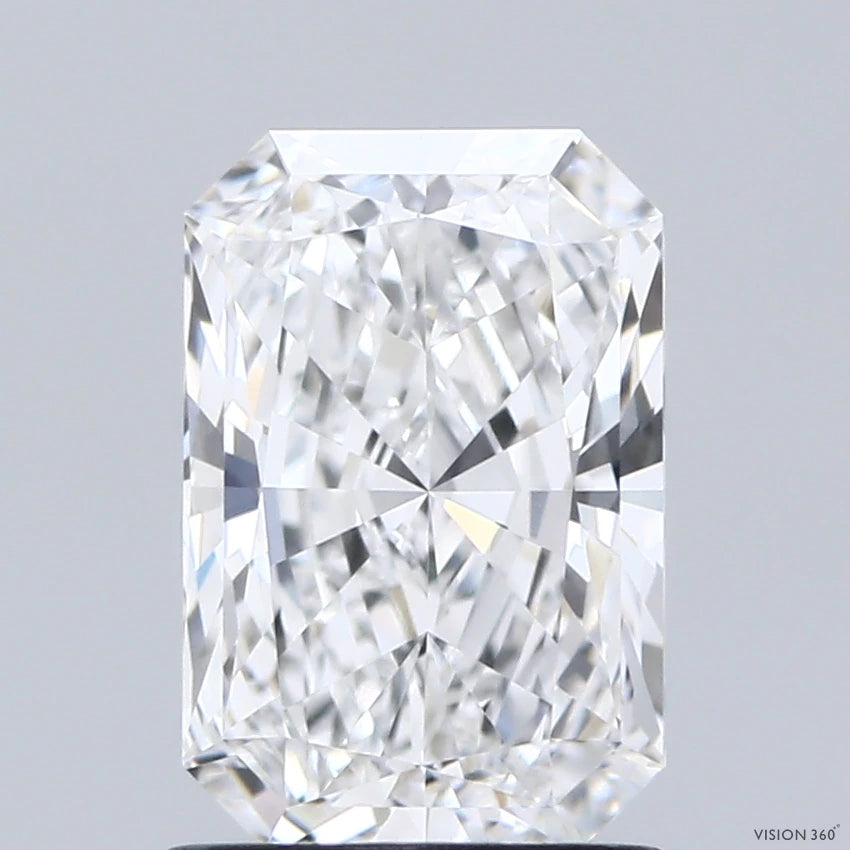 1.58 Carat Radiant Lab Grown Diamond, Excellent Polish, E Color, IF Clarity