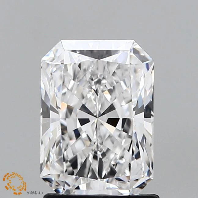 1.58 Carat Radiant Lab Grown Diamond, Excellent Polish, E Color, VVS2 Clarity