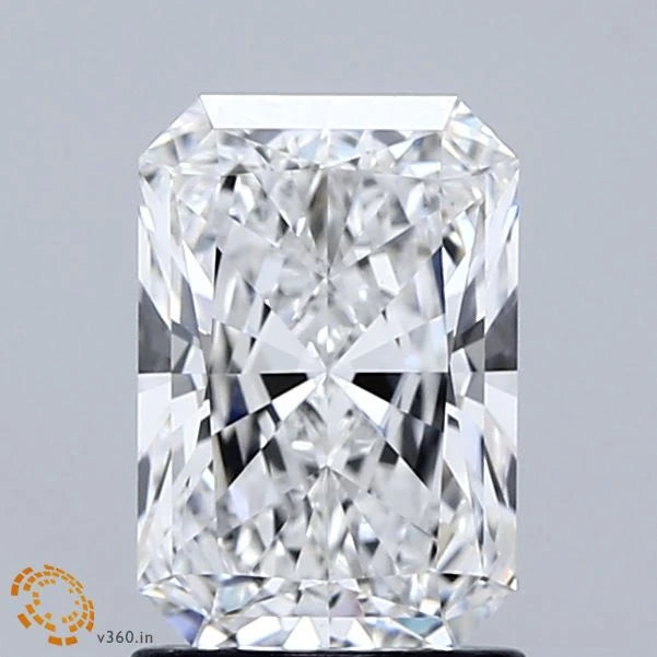 1.59 Carat Radiant Lab Grown Diamond, Excellent Polish, E Color, VVS2 Clarity