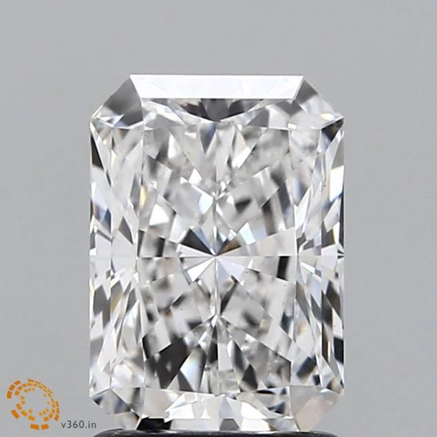 1.61 Carat Radiant Lab Grown Diamond, Ideal Cut, E Color, VS2 Clarity