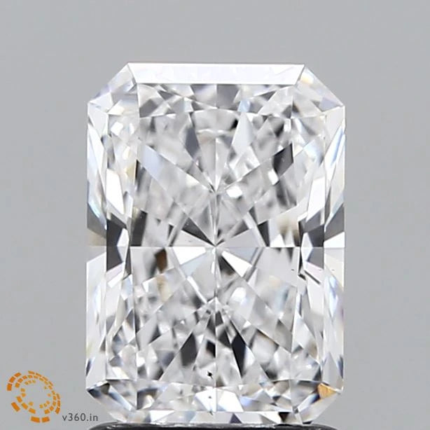 1.63 Carat Radiant Lab Grown Diamond, Ideal Cut, D Color, SI1 Clarity