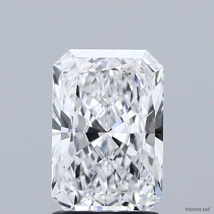 1.68 Carat Radiant Lab Grown Diamond, Excellent Polish, D Color, VVS1 Clarity