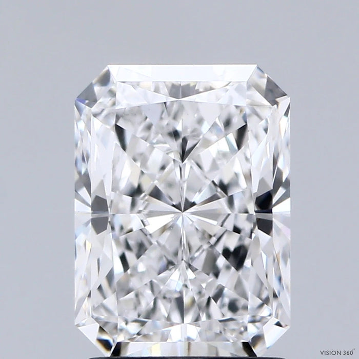 2.04 Carat Radiant Lab Grown Diamond, Excellent Polish, D Color, VS1 Clarity