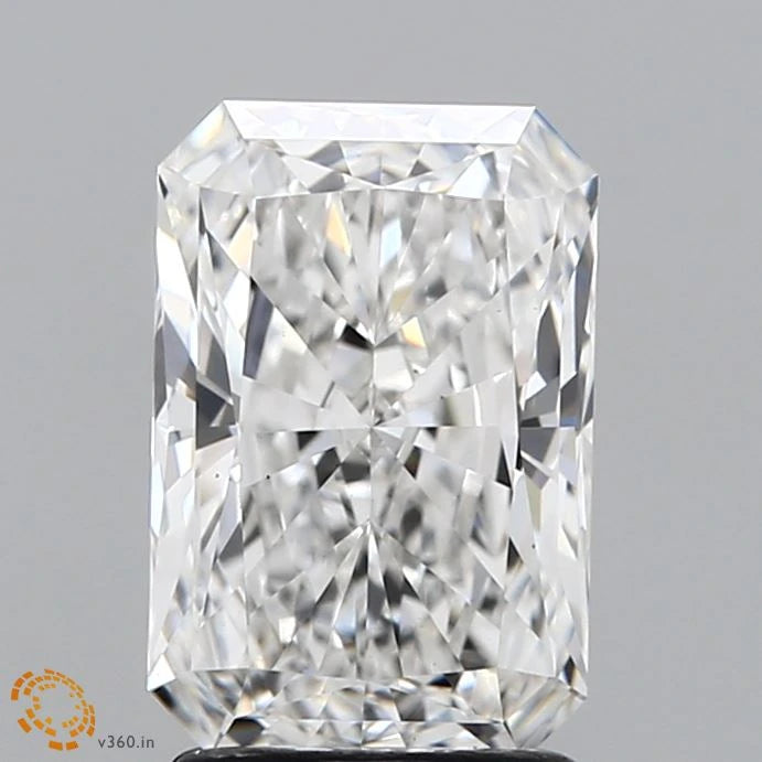 2.05 Carat Radiant Lab Grown Diamond, Excellent Cut, F Color, VS2 Clarity