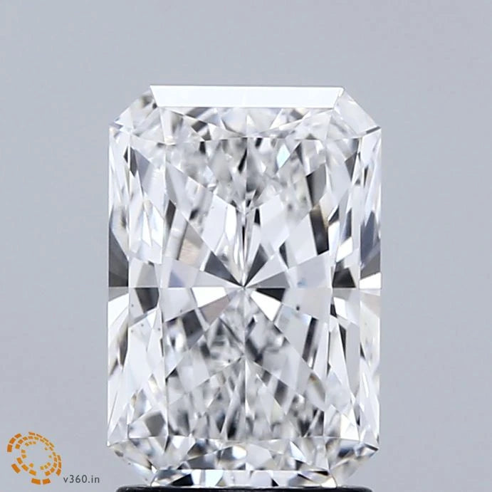 2.06 Carat Radiant Lab Grown Diamond, Excellent Polish, D Color, VS1 Clarity