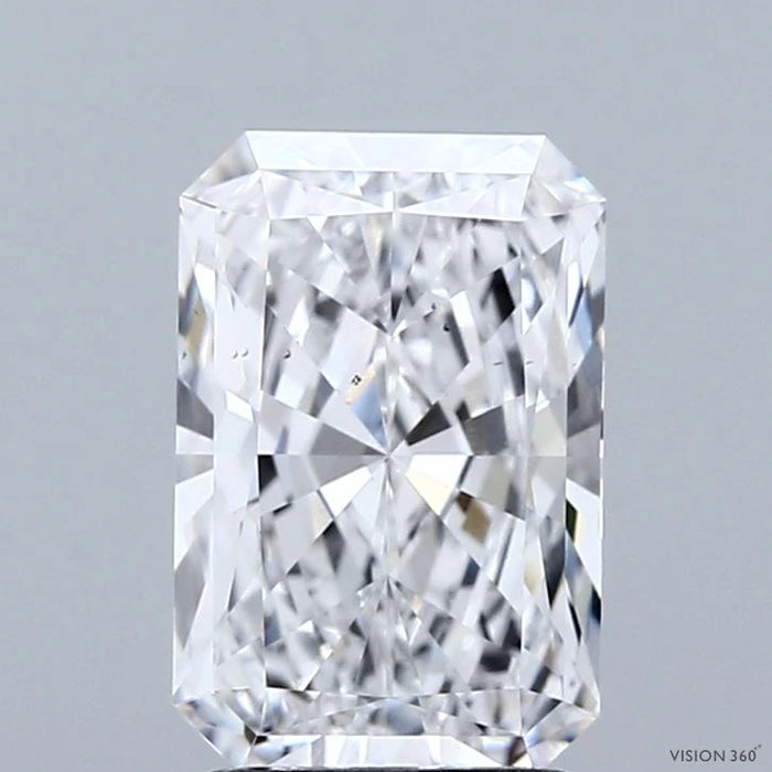 2.06 Carat Radiant Lab Grown Diamond, Excellent Polish, D Color, VS2 Clarity