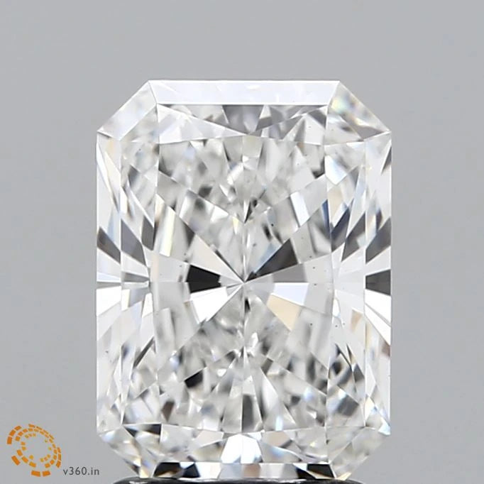 2.08 Carat Radiant Lab Grown Diamond, Ideal Cut, F Color, VS2 Clarity