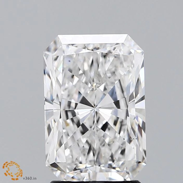 2.16 Carat Radiant Lab Grown Diamond, Excellent Polish, D Color, VS2 Clarity