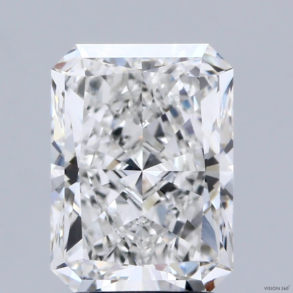 3.21 Carat Radiant Lab Grown Diamond, Excellent Polish, F Color, VVS2 Clarity