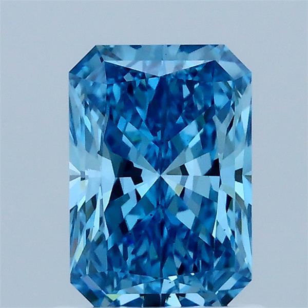1.04 Carat Radiant Lab Grown Diamond, Fancy Vivid Blue Color, VS2 Clarity