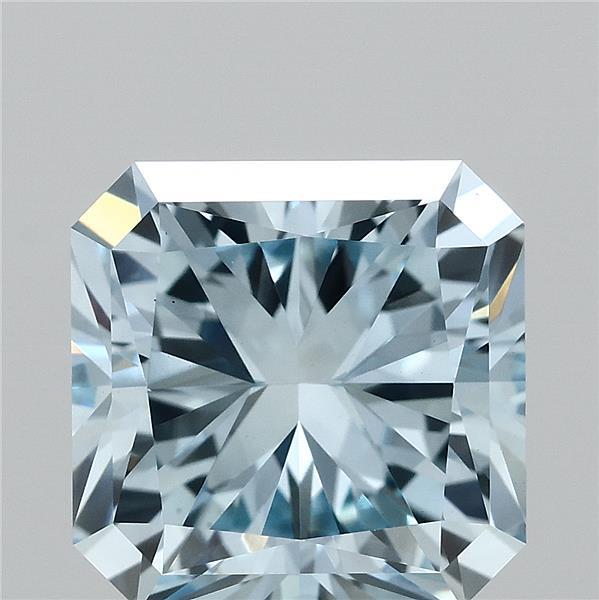 3.03 Carat Radiant Lab Grown Diamond, Fancy Intense Blue Color, VS1 Clarity