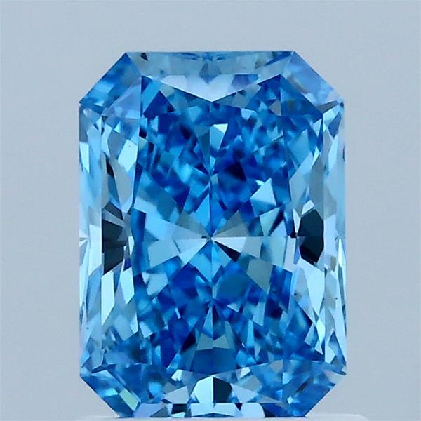 1.17 Carat Radiant Lab Grown Diamond, Fancy Vivid Blue Color, VS1 Clarity