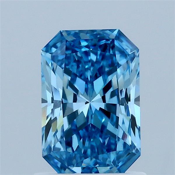 1.07 Carat Radiant Lab Grown Diamond, Fancy Vivid Blue Color, VS1 Clarity