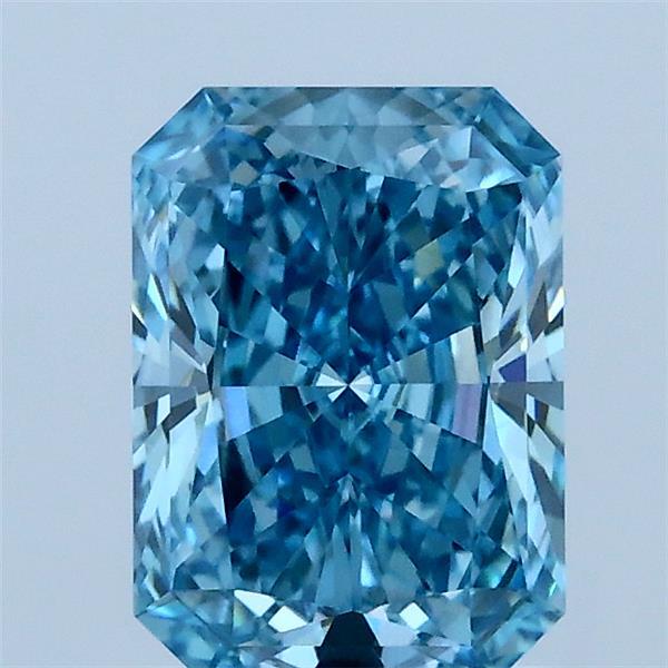 1.51 Carat Radiant Lab Grown Diamond, Fancy Vivid Blue Color, VS1 Clarity