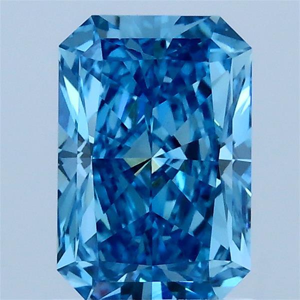 1.50 Carat Radiant Lab Grown Diamond, Fancy Vivid Blue Color, VS1 Clarity