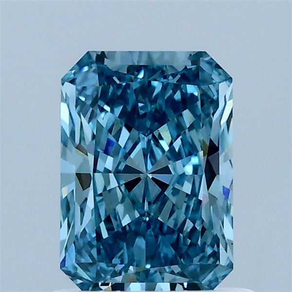 1.02 Carat Radiant Lab Grown Diamond, Fancy Vivid Blue Color, VS1 Clarity