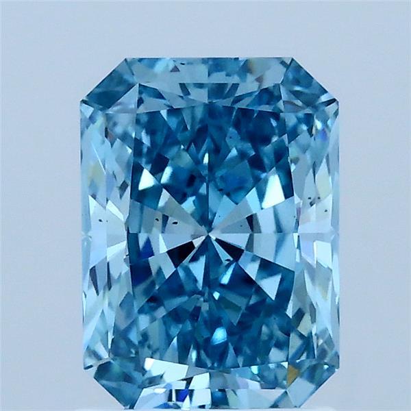 1.50 Carat Radiant Lab Grown Diamond, Fancy Vivid Blue Color, VS2 Clarity