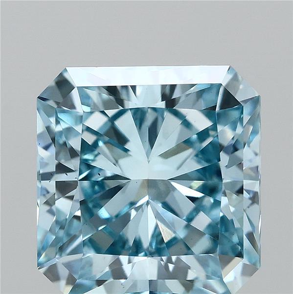 2.81 Carat Radiant Lab Grown Diamond, Fancy Vivid Blue Color, VS2 Clarity