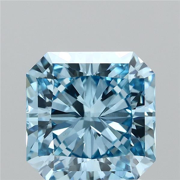 2.03 Carat Radiant Lab Grown Diamond, Fancy Vivid Blue Color, VS1 Clarity