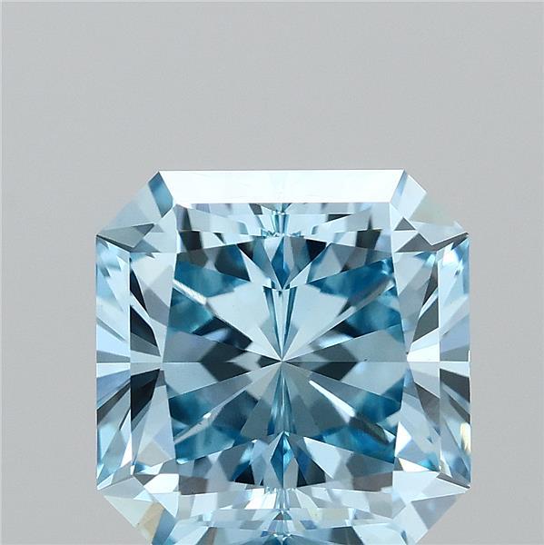 2.02 Carat Radiant Lab Grown Diamond, Fancy Vivid Blue Color, VVS2 Clarity