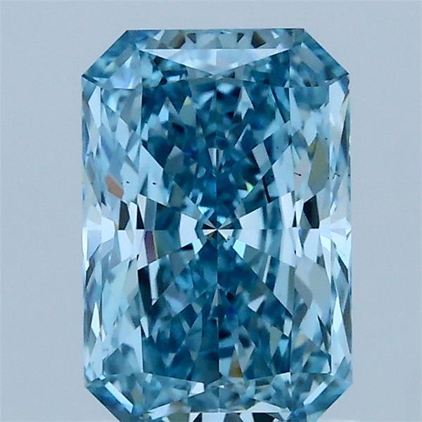 1.29 Carat Radiant Lab Grown Diamond, Fancy Vivid Blue Color, VS2 Clarity