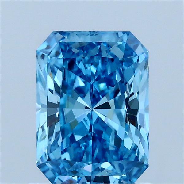 1.05 Carat Radiant Lab Grown Diamond, Fancy Vivid Blue Color, VS2 Clarity