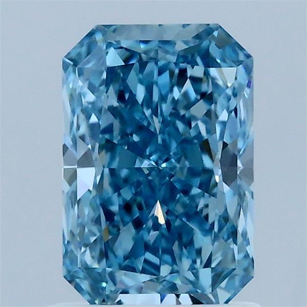 1.31 Carat Radiant Lab Grown Diamond, Fancy Vivid Blue Color, VVS2 Clarity